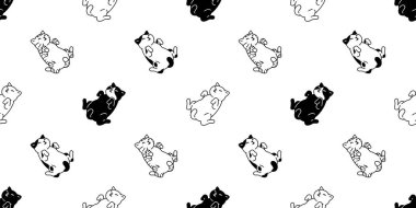 Kedisiz desenli kedi yavrusu. Calico vektör neko. Köpek uyutma çizgi filmi. Duvar kağıdı döşeme arka plan eşarbı.