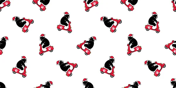 Medve Zökkenőmentes Minta Karácsonyi Jegesmedve Mikulás Vektor Lovaglás Kerékpár Karikatúra — Stock Vector