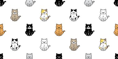 Kedisiz desenli kedi yavrusu Calico vektör köpek evcil hayvan çizgi film tekrar duvar kâğıdı döşeme arka plan eşarbı karalama tasarımı