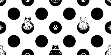 Kedi desensiz kedi yavrusu pençesi polka ayak izi Calico vektör köpek besleme çizgi film arka planı Duvar kağıdı karalama eşarbı izole çizim tasarımı