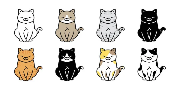 Cat Vector Kitten Calico Icon Pet Breed Character Neko Doodle — 스톡 벡터