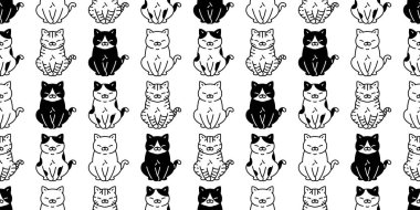 Kedisiz desenli kedi yavrusu. Calico vektör neko köpek bakıcısı. Çizgi film tekrar duvar kağıdı kaplama kaplama eşarp izole çizim tasarımı.