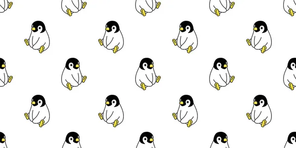 ペンギンシームレスパターン鳥ベクトル座ってアヒルの漫画を繰り返し壁紙タイルの背景ギフト包装紙スカーフ孤立イラストデザイン — ストックベクタ