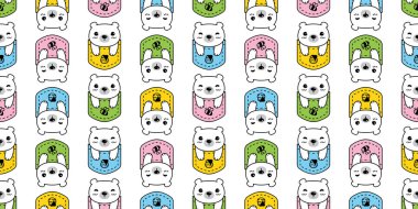 Ayı desensiz kutup cep vektörü ayıcık karton kaplama arka plan Duvar kağıdı karalama eşarbı izole tasarım