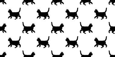 Kedisiz desenli kedi yavrusu, Calico yürüyen vektör neko köpek yavrusu uyur çizgi film tekrar duvar kağıdı kaplama kaplama eşarp izole çizim tasarımı