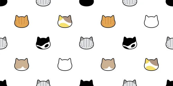 Katze Nahtlose Muster Kätzchen Calico Kopf Rasse Vektor Neko Hund — Stockvektor
