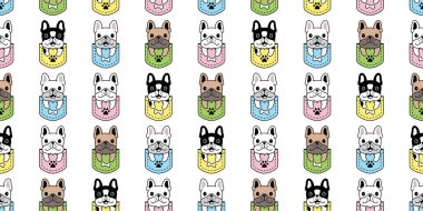 dog seamless pattern french bulldog pocket vector pet puppy breed cartoon repeat wallpaper doodle tile background illustration scarf isolated design