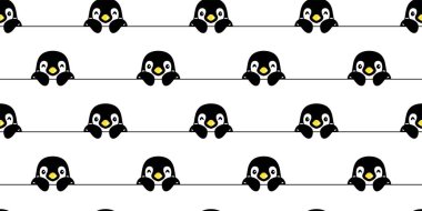 penguin Seamless pattern bird vector cartoon doodle scarf isolated tile background repeat wallpaper animal illustration design