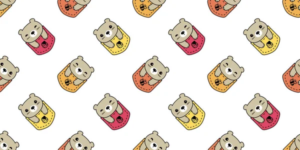 bear seamless pattern polar pocket vector teddy cartoon tile background  repeat wallpaper illustration doodle scarf isolated design