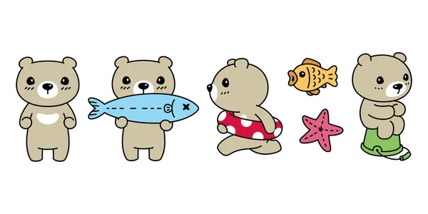 Bear Vector Polar Bear Icon Logo Teddy Sea Ocean Swimming — Wektor stockowy