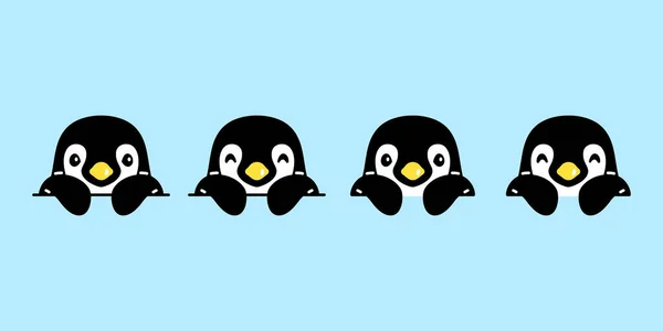 Pingouin Vecteur Oiseau Icône Logo Dessin Animé Personnage Gribouiller Illustration — Image vectorielle