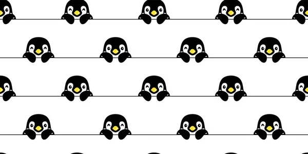 Penguin Seamless Pattern Bird Vector Cartoon Doodle Scarf Isolated Tile — Stock Vector