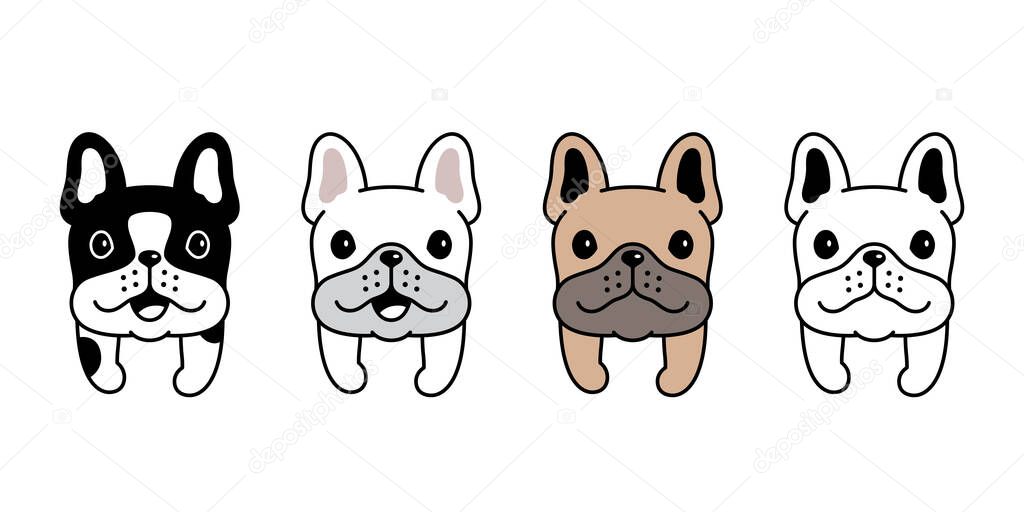 Dog vector french bulldog icon puppy pet breed character cartoon symbol scarf illustration design