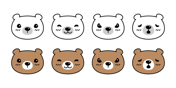 Oso Vector Polar Oso Icono Logo Teddy Cara Emoción Caricatura — Vector de stock