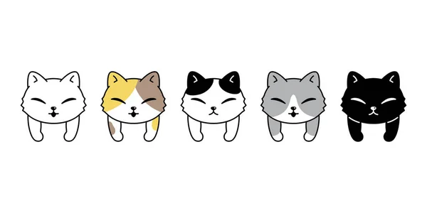 Cat Vector Kitten Calico Icon Pet Breed Neko Character Doodle — 스톡 벡터