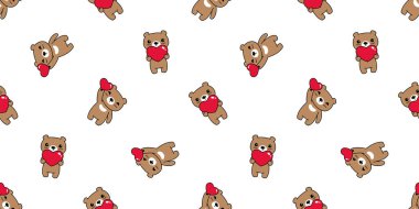 Ayı desensiz kutup kalbi sevgililer günü vektörü oyuncak karikatür karo arka plan Duvar kağıdı karalama çizim hayvan tasarımı kahverengi eşarp izole