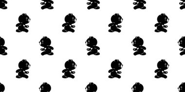 Ayı desensiz kutup vektörü oyuncak karikatür arka planı tekrar duvar kağıdı karalama eşarbı izole edilmiş hayvan siyah tasarımı