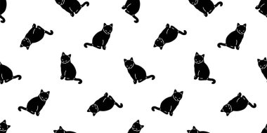 Kedi pürüzsüz desenli kedi yavrusu Calico. Neko çizgi film karakteri evcil hayvan. Duvar kâğıdı döşeme arka plan eşarbı izole çizim tasarımı.