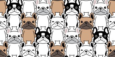 Köpeğin kusursuz desenli Fransız bulldog vektörü yavru köpek çizgi filmi tekrar duvar kağıdı karalama karo resimli eşarp tasarımı izole edildi