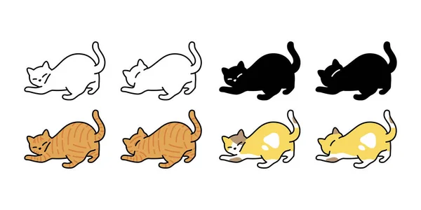 Katze Vektor Kätzchen Calico Symbol Logo Rasse Symbol Charakter Cartoon — Stockvektor
