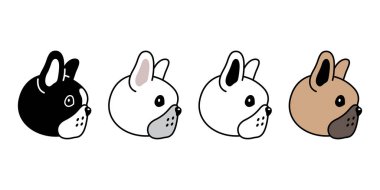 köpek vektörü fransız buldog ikonu kafa surat köpek yavrusu evcil hayvan karakter çizgi film sembolü karalama çizim eşarbı izole edilmiş