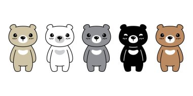 Ayı vektörü kutup ayısı simgesi Teddy logo karakter sembolü karalama hayvan çizimi izole edilmiş