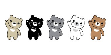 Ayı vektörü kutup ayısı simgesi Teddy logo karakter çizgi film sembolü karalama hayvan illüstrasyon tasarımı izole
