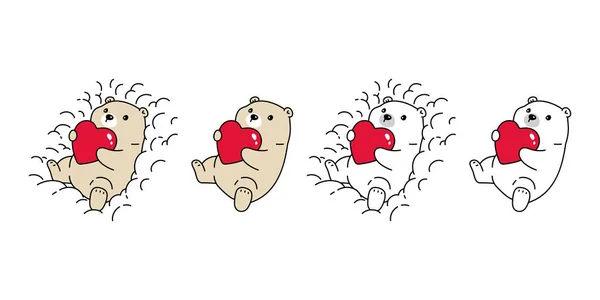 북극곰 발렌틴 아이콘 클라우드 캐릭터 디자인 — 스톡 벡터