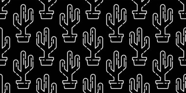 Kaktüs desensiz Desert Botanica çiçek bahçesi çizgi film arka planı Duvar kağıdı çizim tasarımı siyah eşarp izole