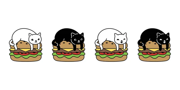 Gatto Vettore Gattino Hamburger Calico Icona Logo Razza Simbolo Personaggio — Vettoriale Stock