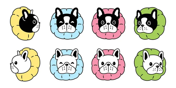 犬ベクトルフランスのブルドッグアイコンカラー子犬キャラクター漫画ペットシンボルタトゥースタンプイラストスカーフデザイン孤立 — ストックベクタ