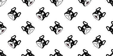 Köpeğin kusursuz desenli Fransız bulldog vektörü köpek yavrusu evcil hayvan karo döşeme arka planı Duvar kağıdı çizim tasarımı izole edildi