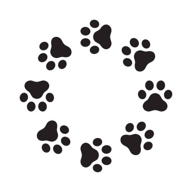 Köpek patisi vektör ayak izi ikonu logosu izole kedi karakteri çizgi film sembolü Fransız bulldog çizimi karalama tasarım klip sanatı