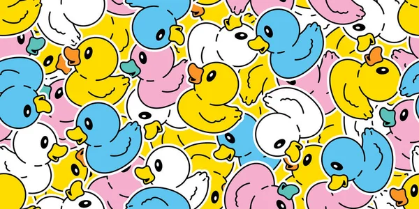 Duck Seamless Pattern Rubber Duck Shower Bathroom Toy Chicken Bird — Stock Vector