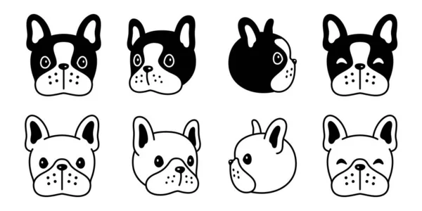 Hond Vector Franse Bulldog Pictogram Hoofd Puppy Karakter Cartoon Huisdier — Stockvector