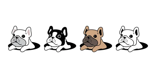 Chien Vecteur Français Bulldog Icône Trou Chiot Personnage Dessin Animé — Image vectorielle