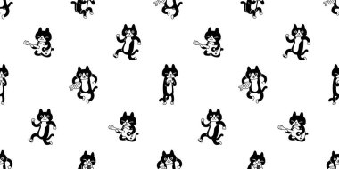 Kedisiz desenli kedi yavrusu. Calico vektör neko gitar. Karakterli karton kaplama.