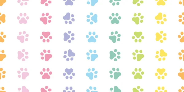 Dog Paw Seamless Pattern Footprint Cat Rainbow Color French Bulldog — Stock Vector