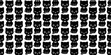 kedi pürüzsüz desenli kedi tasması vektör calico neko karakter karikatürü tekrar duvar kâğıdı kaplama arka plan hediyesi kağıt karalama tasarım eşarbı izole edildi