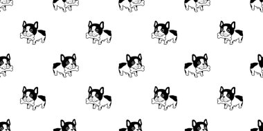 Köpek desensiz, buldog kemikli, köpek yavrusu yiyen köpek yavrusu yiyen çizgi film karakteri. Duvar kağıdı izole edilmiş karo karalama tasarımı, klip sanatı.