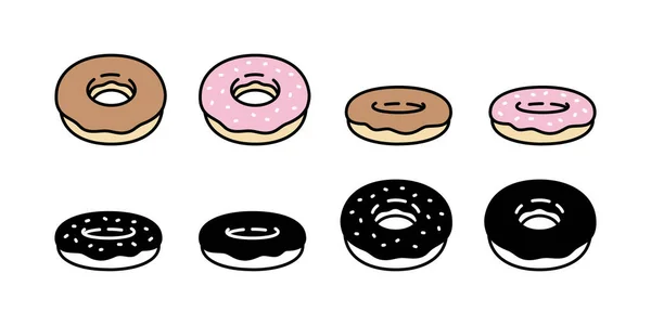 Donut Vektor Symbol Bäckerei Backen Brot Lebensmittel Logo Cartoon Charakter — Stockvektor