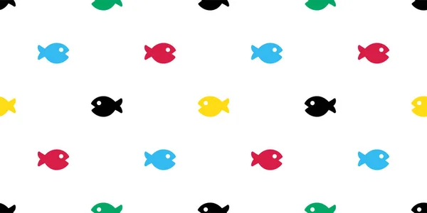Fish Seamless Pattern Vector Tuna Salmon Cartoon Shark Pet Dolphin — Stock Vector