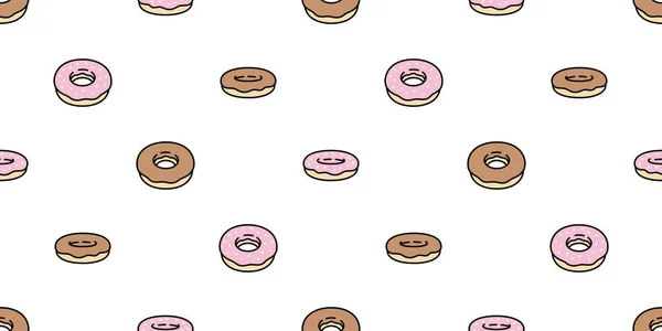 Donut Seamless Pattern Vector Bakery Bake Bread Food Cartoon Character — Vettoriale Stock