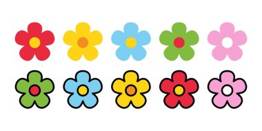 flower icon daisy logo vector cartoon character plant leaves garden forest doodle illustration design isolated