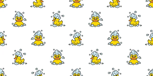 Duck Seamless Pattern Rubber Duck Shower Wave Bathroom Soap Bubble — Vettoriale Stock