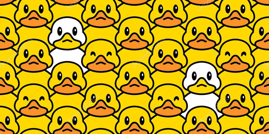 Duck seamless pattern rubber duck shower bathroom toy bird chicken vector pet scarf isolated cartoon animal tile wallpaper repeat background illustration doodle design
