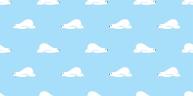 Ayı desensiz kutup ayısı uyku vektörü Teddy çizgi film kış fayans arka planı Duvar kağıdı hediye paketi karalama hayvan tasarımı eşarbı izole