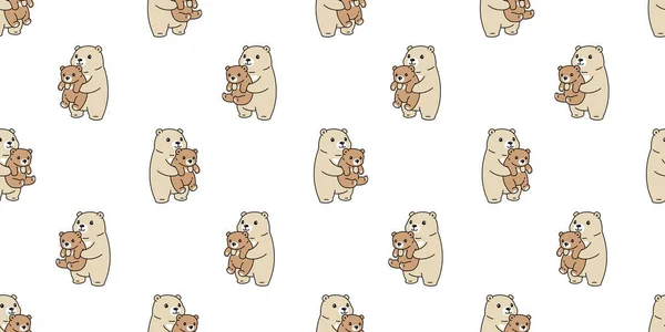Bear Seamless Pattern Polar Baby Kid Family Vector Teddy Cartoon — Image vectorielle