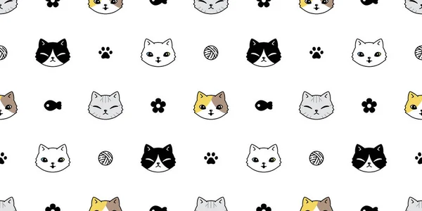 Cat Seamless Pattern Kitten Vector Calico Neko Breed Face Head — 스톡 벡터