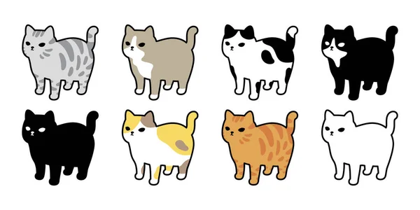 Kat Vector Pictogram Kitten Calico Logo Ras Cartoon Teken Symbool — Stockvector